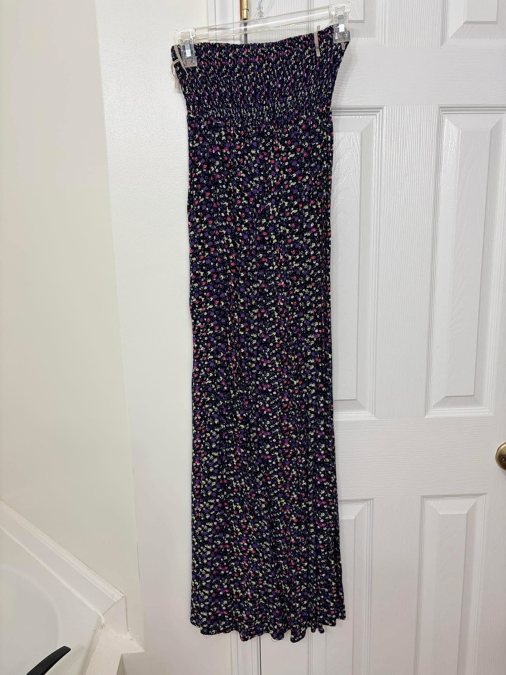 Forever 21 Black Maxi Dress with Pink, Purple & Green Floral Print